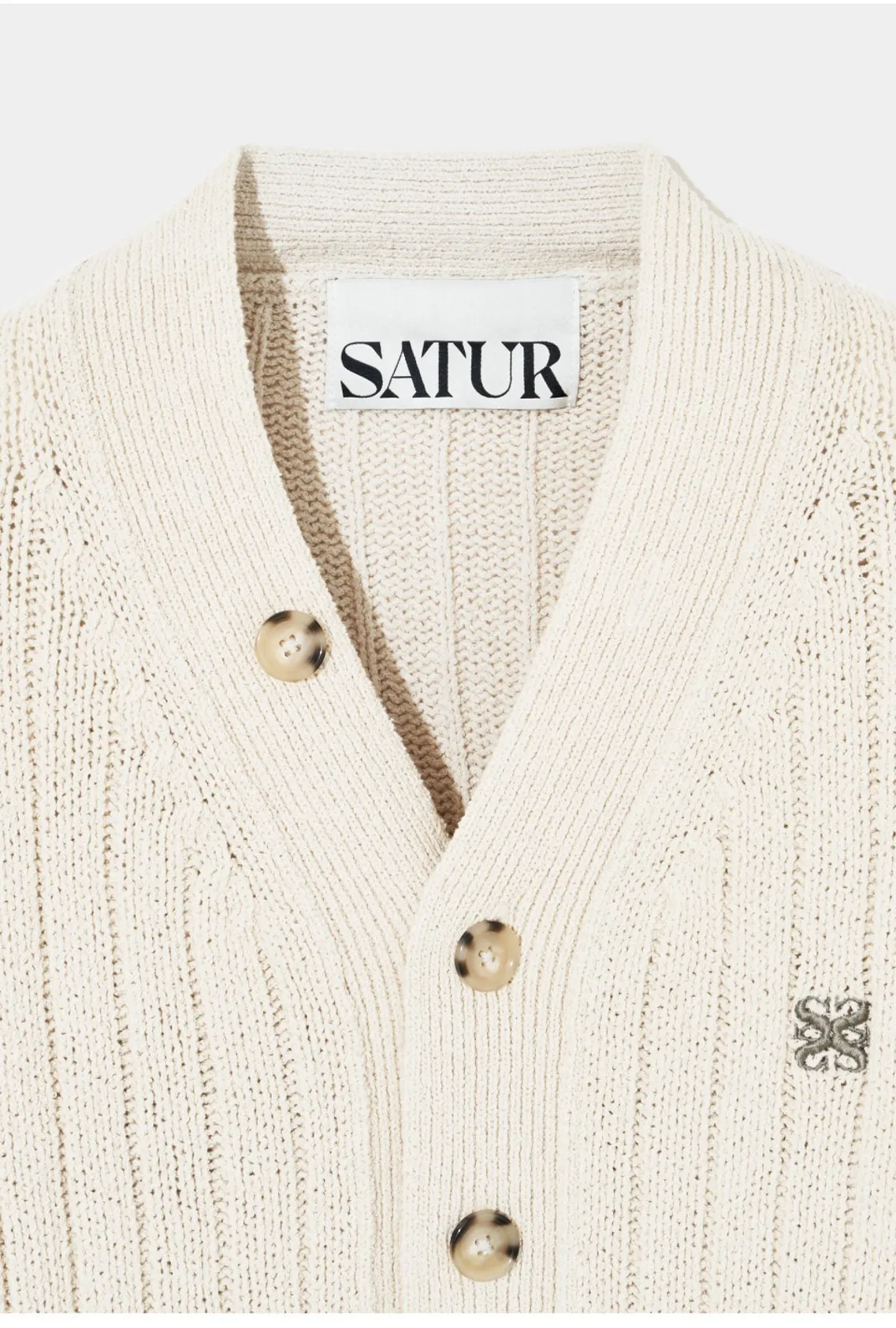 SATUR  |Street Style Long Sleeves Plain Cotton Logo Cardigans