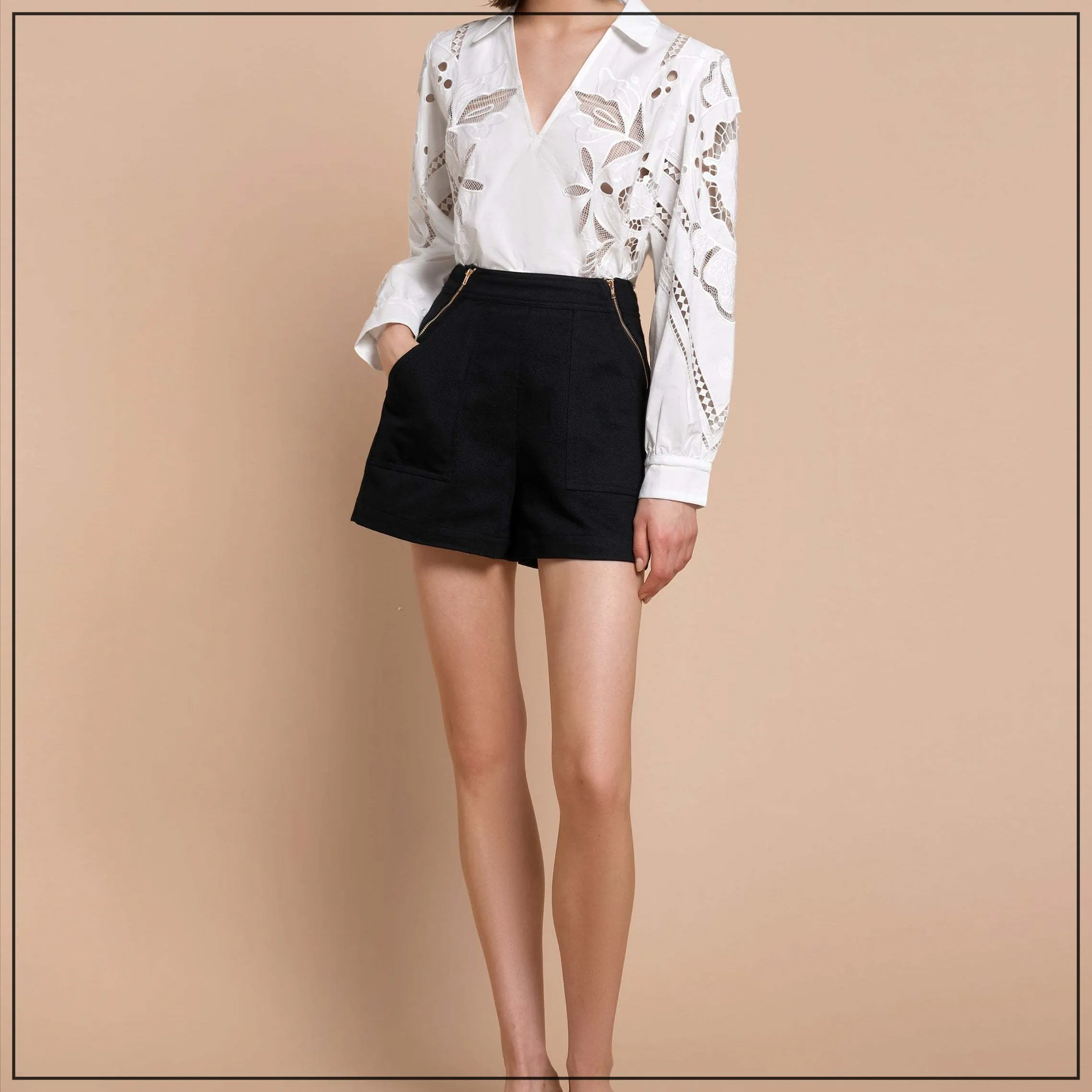 SaturdayClub  |Long Sleeves Plain Lace Shirts & Blouses