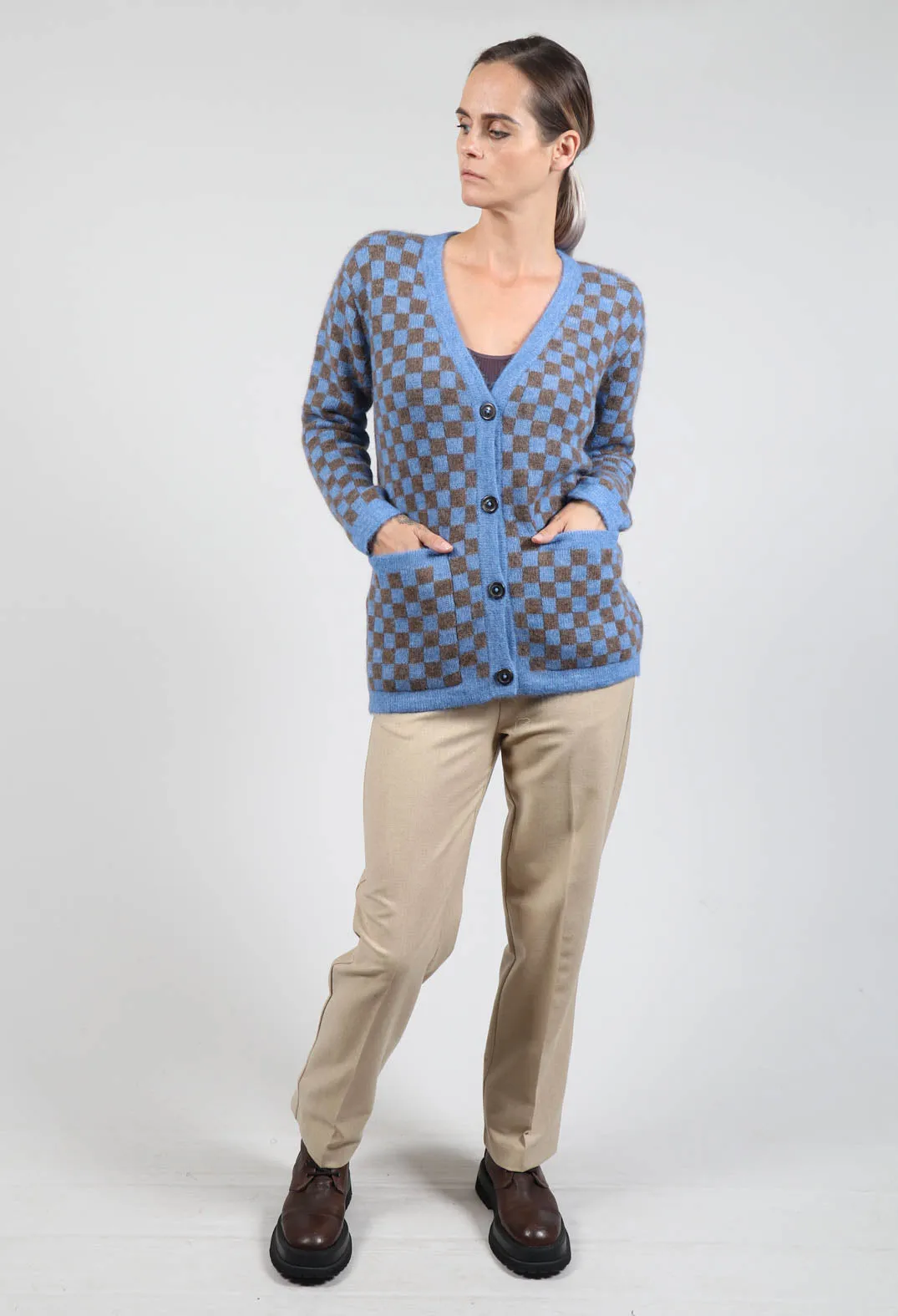 Sharon Cardigan in Blue and Brown