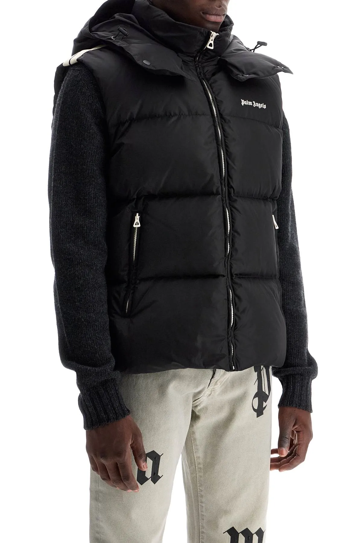 SLEEVELESS DOWN JACKET WITH CONTRASTING