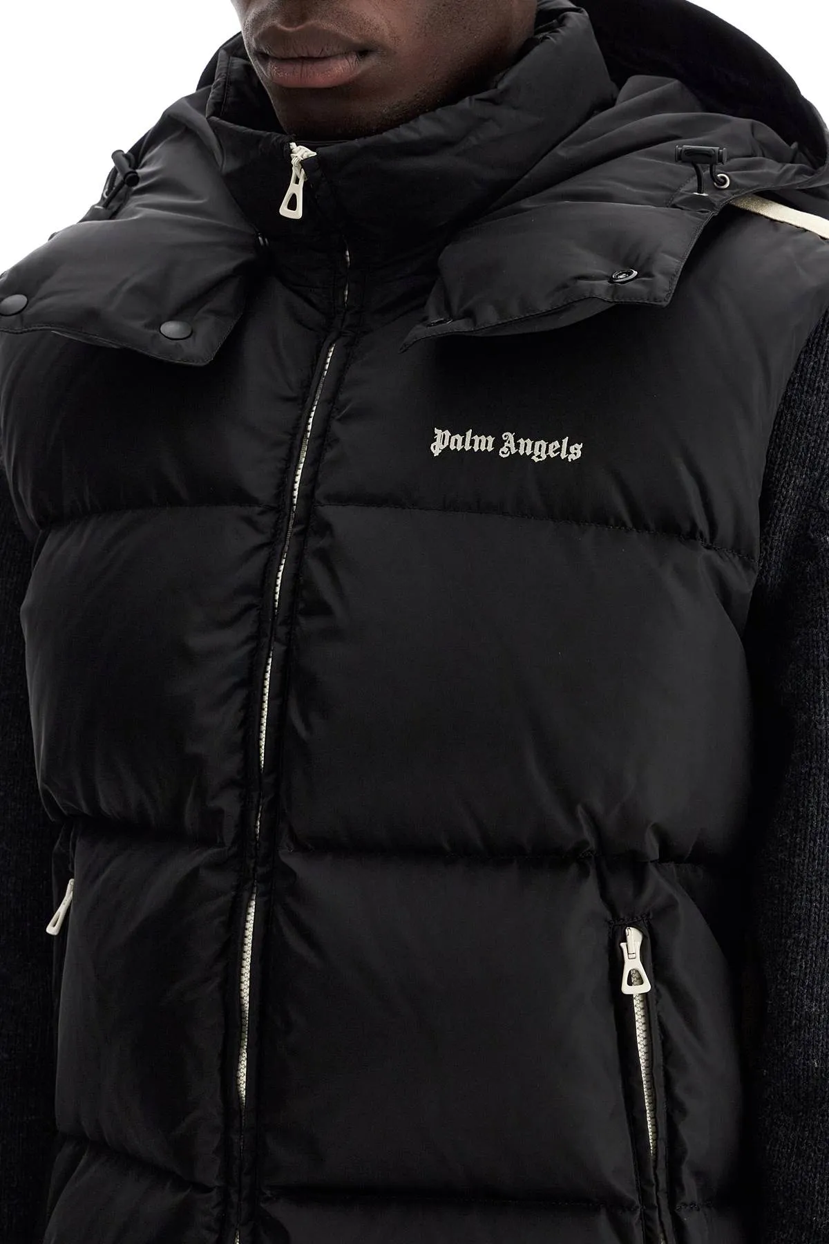 SLEEVELESS DOWN JACKET WITH CONTRASTING