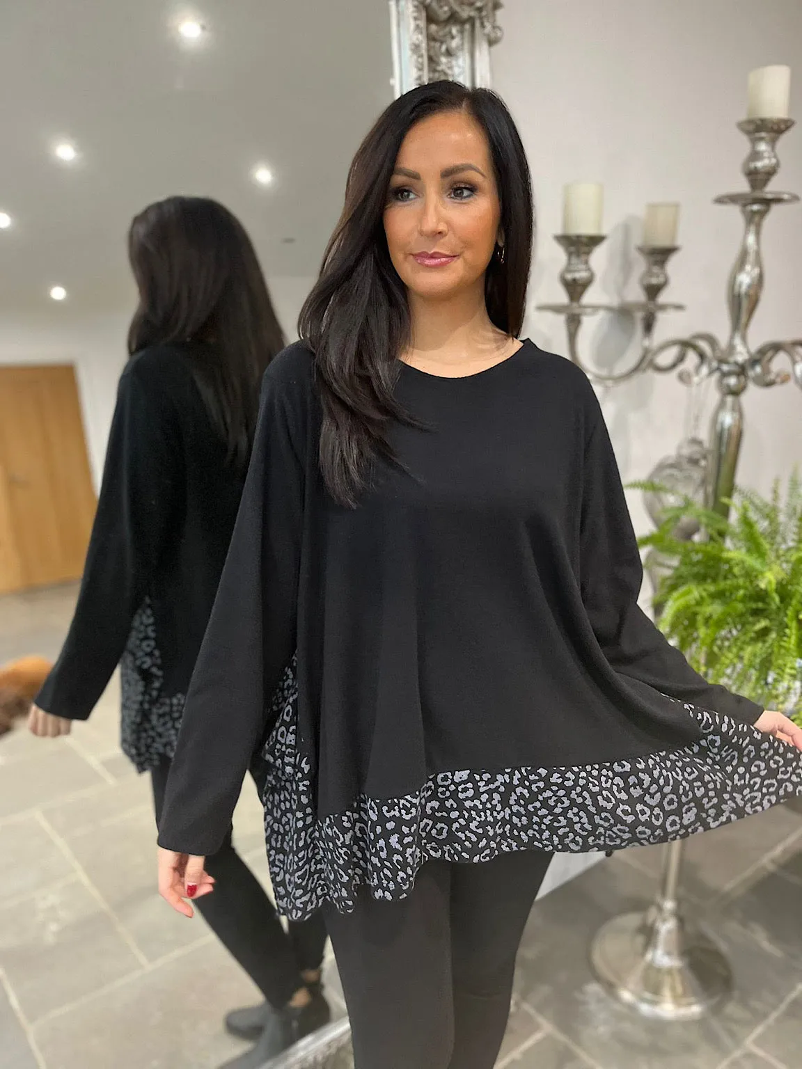 Soft Touch Leopard Hem Top Rita