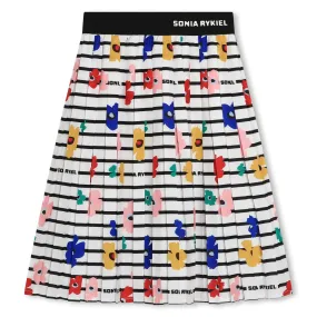 Sonia Rykiel Striped Pleated Flower Print Skirt