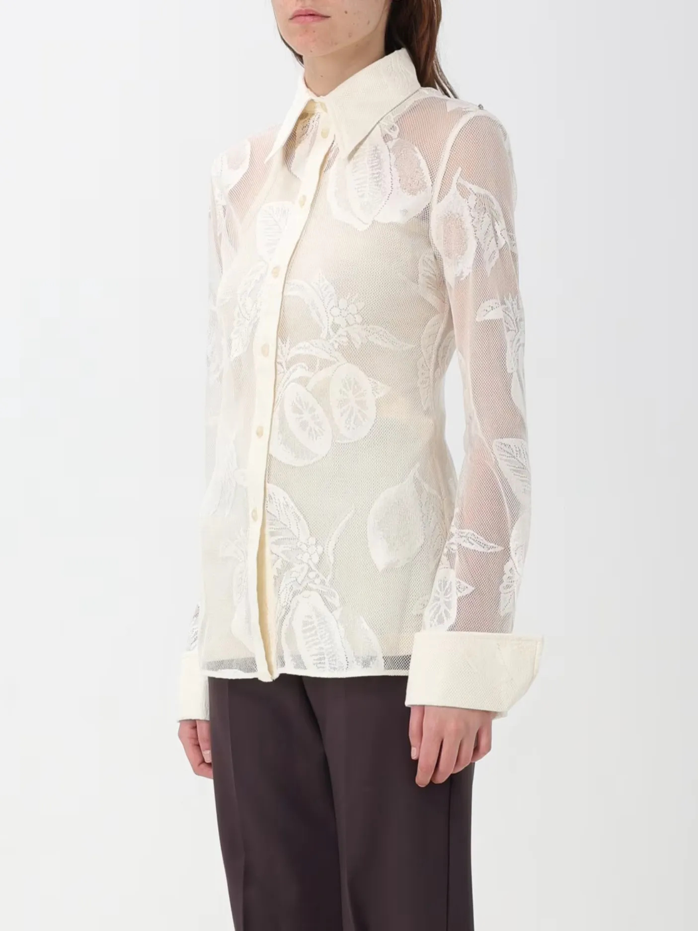 SPORT MAX  |Long Sleeves Cotton Lace Shirts & Blouses