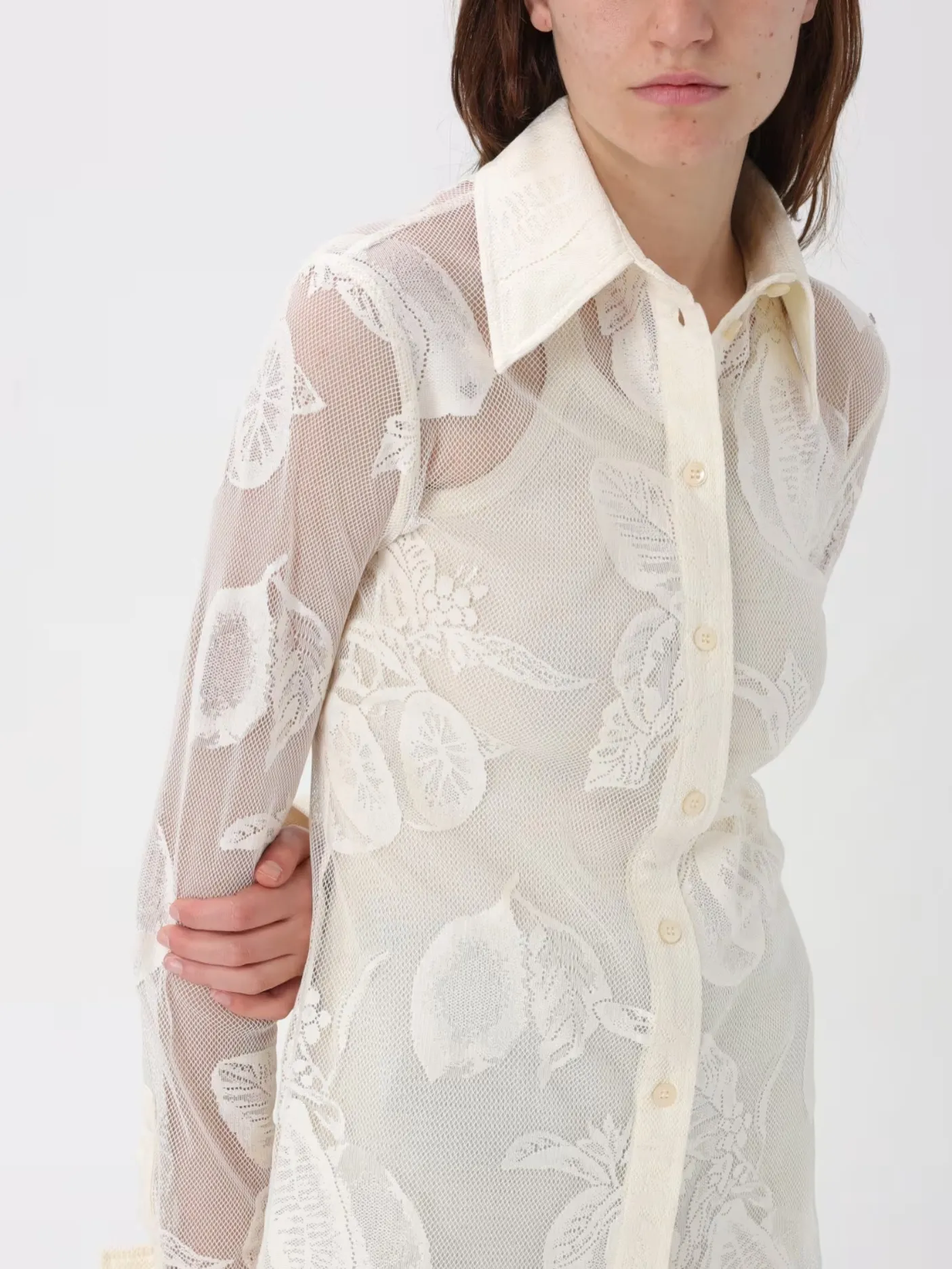 SPORT MAX  |Long Sleeves Cotton Lace Shirts & Blouses