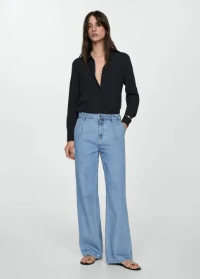 Straight pleated jeans