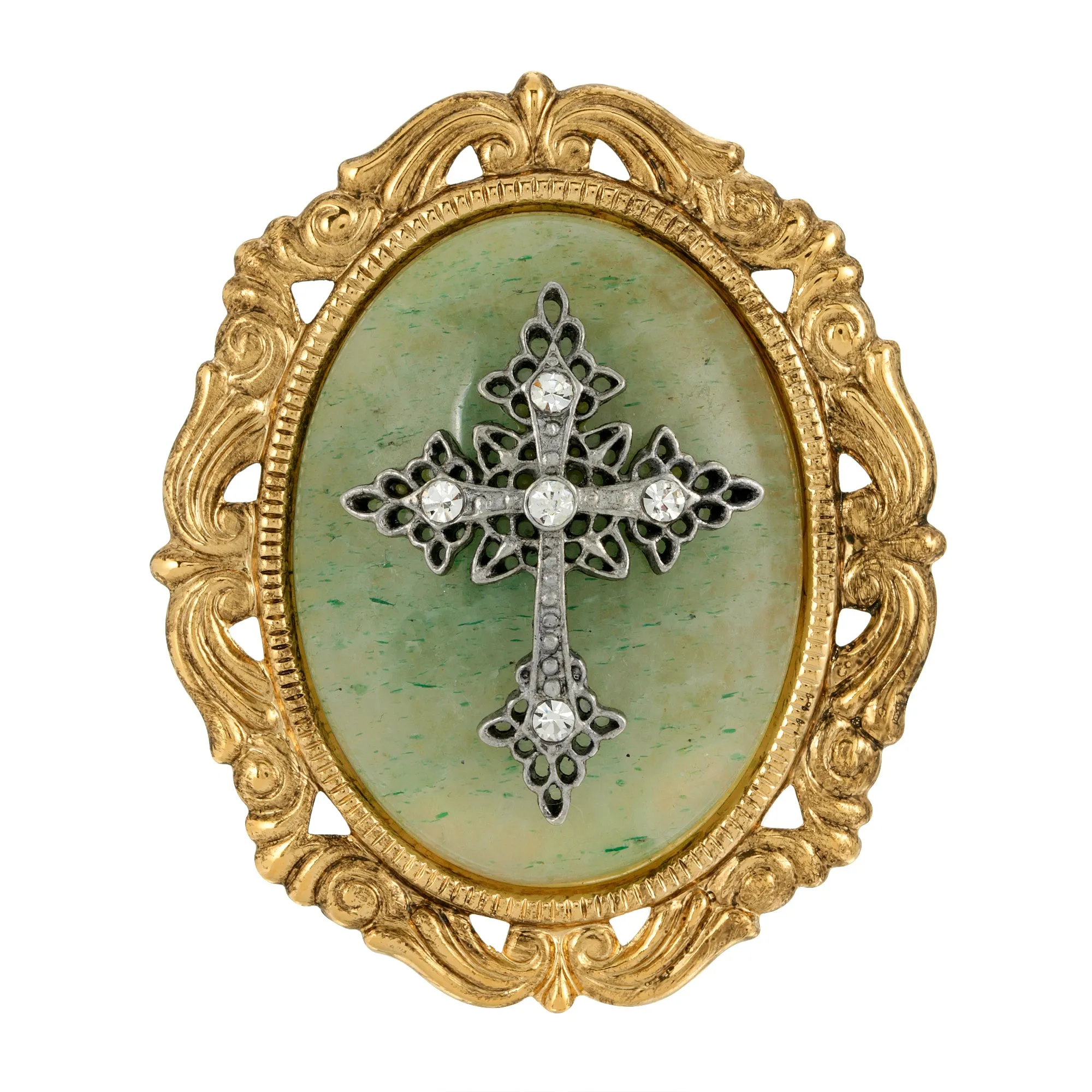 Symbols of Faith Oval Pendant with Cross Brooch