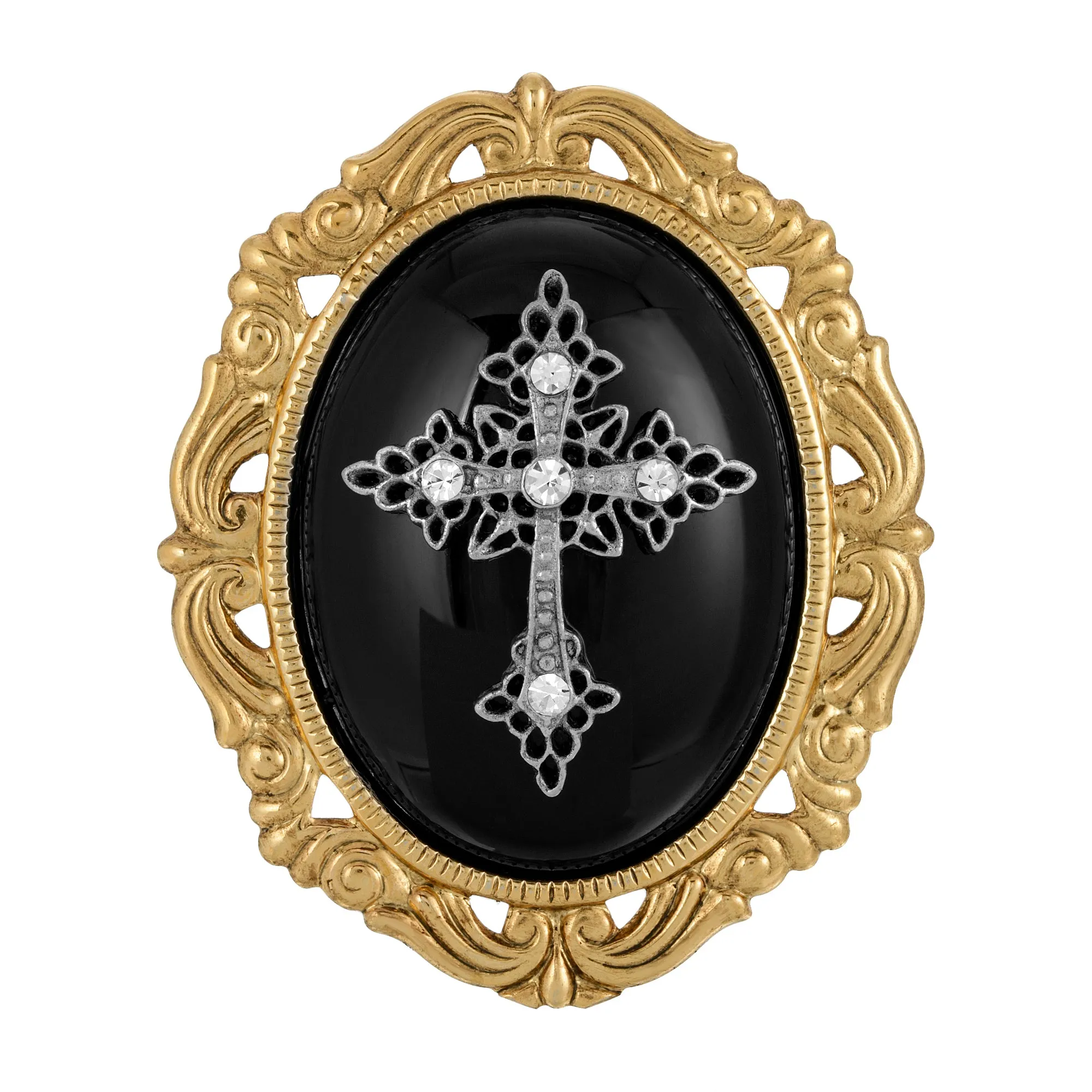 Symbols of Faith Oval Pendant with Cross Brooch