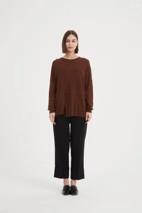 Tirelli - Split Detail Knit Top - Mocha