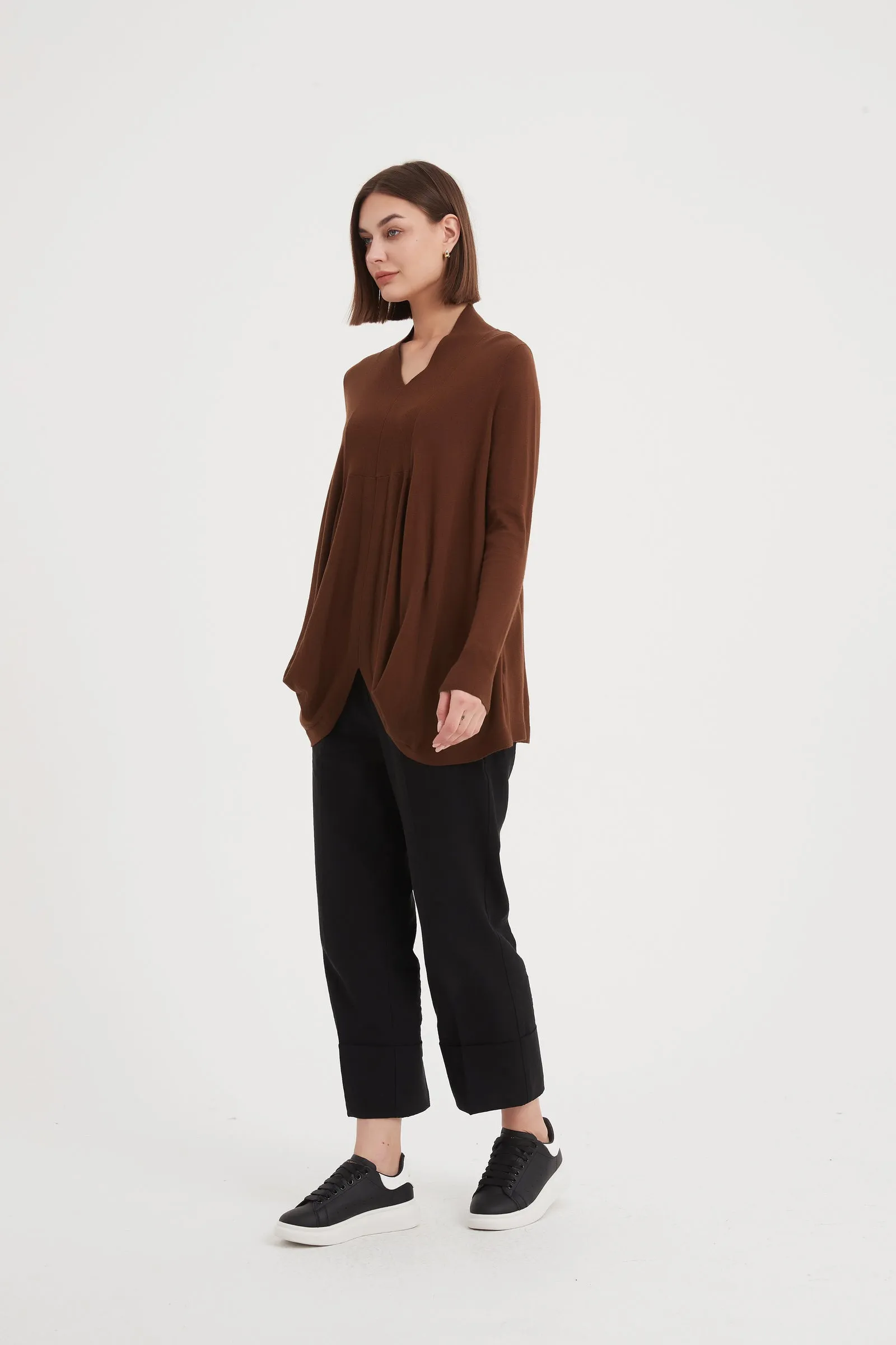 Tirelli - Split Detail Knit Top - Mocha