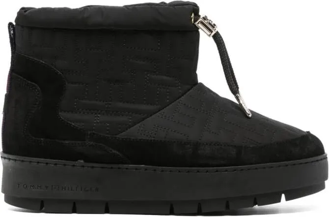 Tommy Hilfiger monogram-jacquard platform snow boots Black