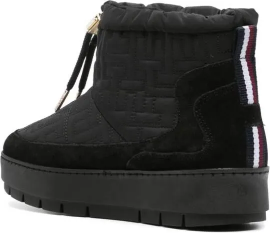 Tommy Hilfiger monogram-jacquard platform snow boots Black