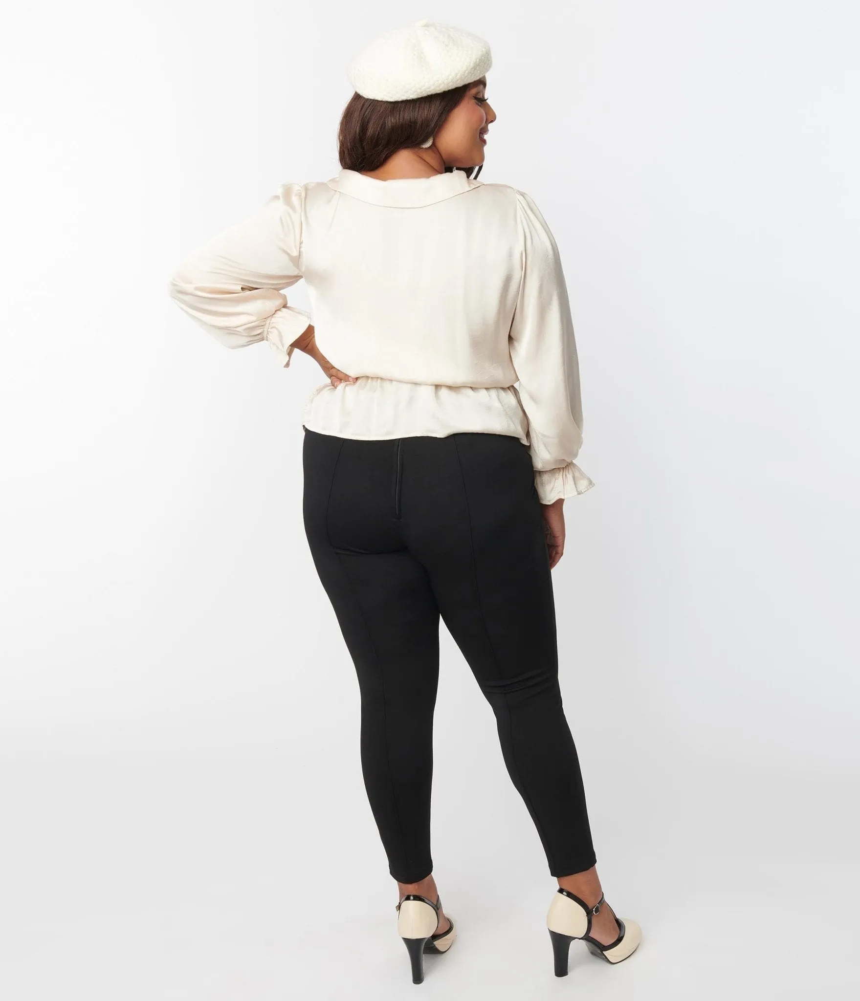 Unique Vintage Plus Size Black Pintuck High Waist Pants