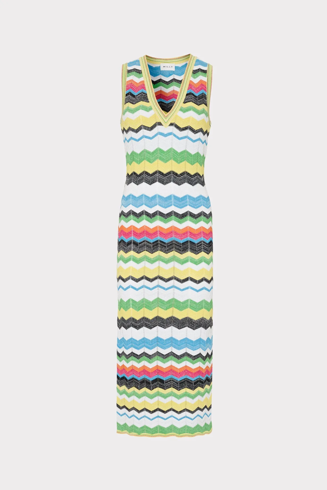 V-Neck Zig Zag Midi Dress