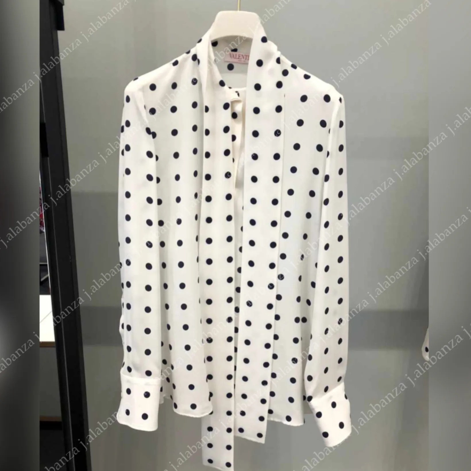 VALENTINO  |Dots Silk Long Sleeves Shirts & Blouses