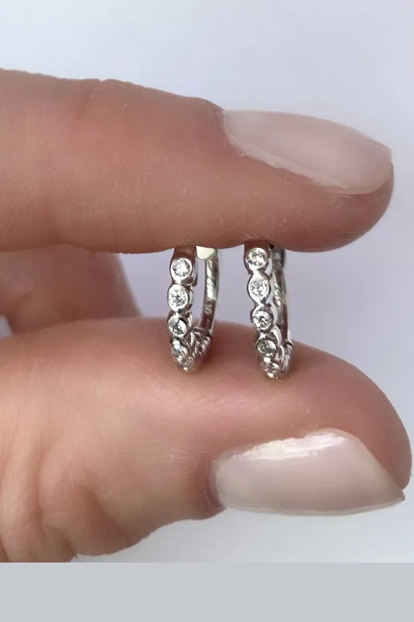 White Gold Mini Diamond Hoops