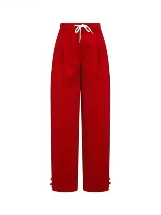 Women s Drawstring One Tuck Corduroy Pants Red 270146