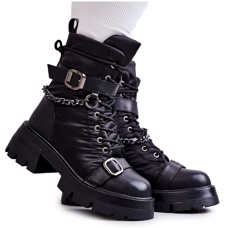 Women's Snow Boots With Chain GOE KK2N4018 Black