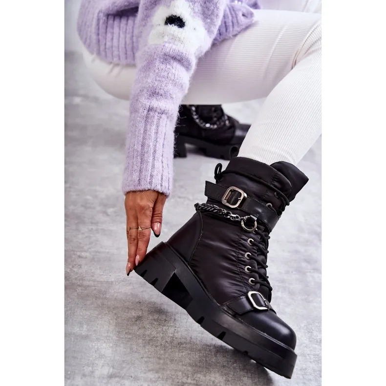 Women's Snow Boots With Chain GOE KK2N4018 Black