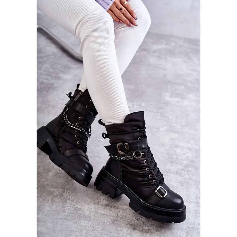 Women's Snow Boots With Chain GOE KK2N4018 Black