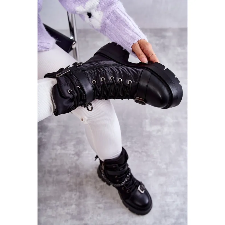 Women's Snow Boots With Chain GOE KK2N4018 Black