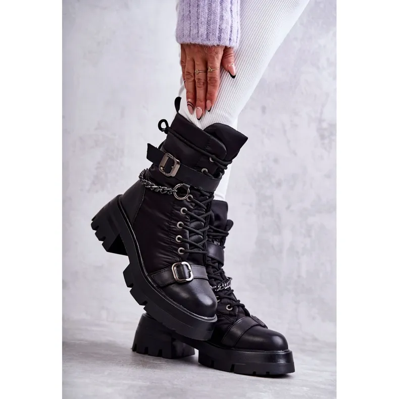 Women's Snow Boots With Chain GOE KK2N4018 Black