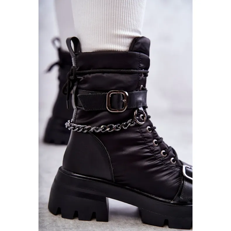 Women's Snow Boots With Chain GOE KK2N4018 Black