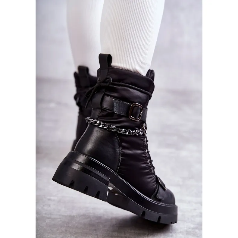 Women's Snow Boots With Chain GOE KK2N4018 Black