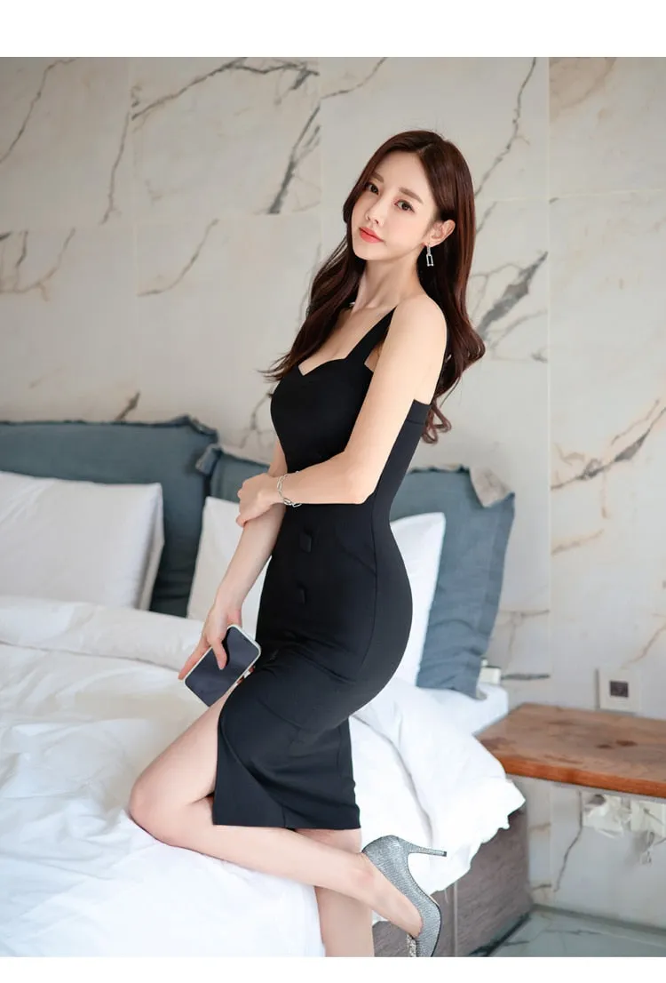 Women's Office Casual Solid Knee Length Sleeveless Two Piece Set