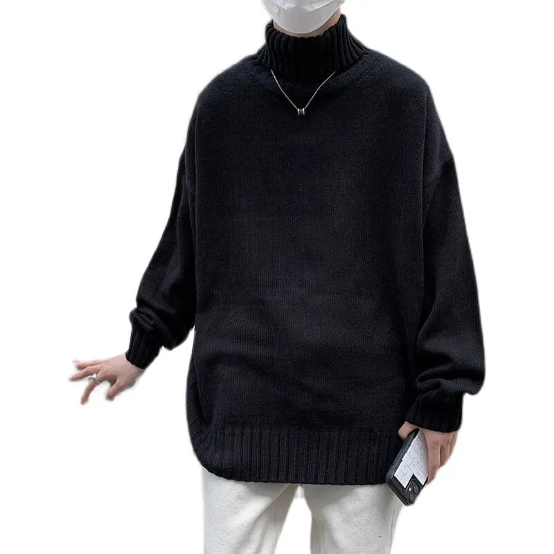 Xituodai New Turtleneck Sweaters Men Loose Knitted Pullover Streetwear Mens Oversized Sweater Fashion Casual Sweater Men Pullove