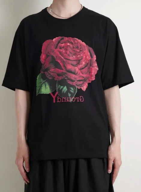 Yohji Yamamoto  |Crew Neck Pullovers Flower Patterns Unisex Street Style