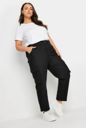 YOURS Curve Black Paperbag Utility Trousers