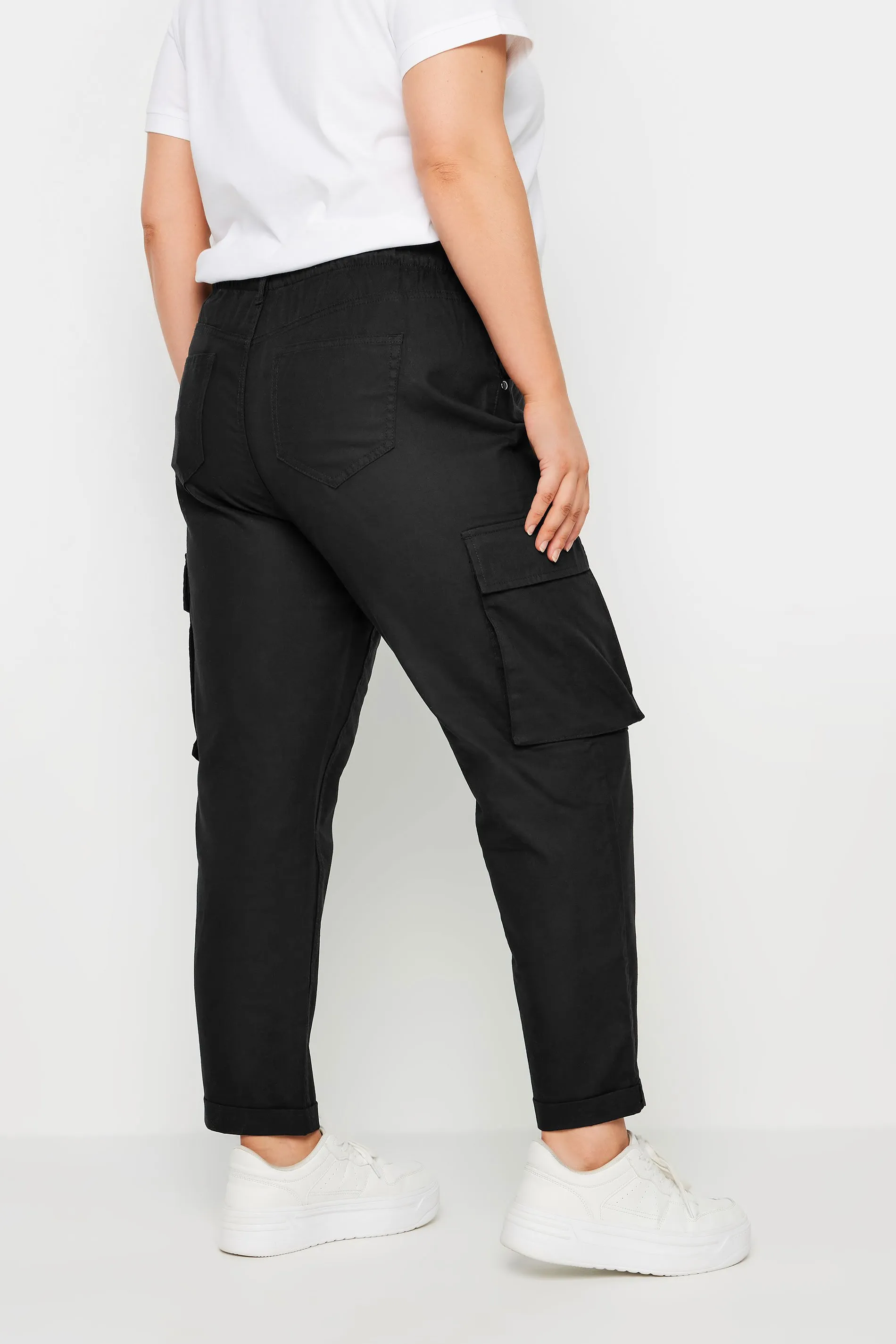 YOURS Curve Black Paperbag Utility Trousers