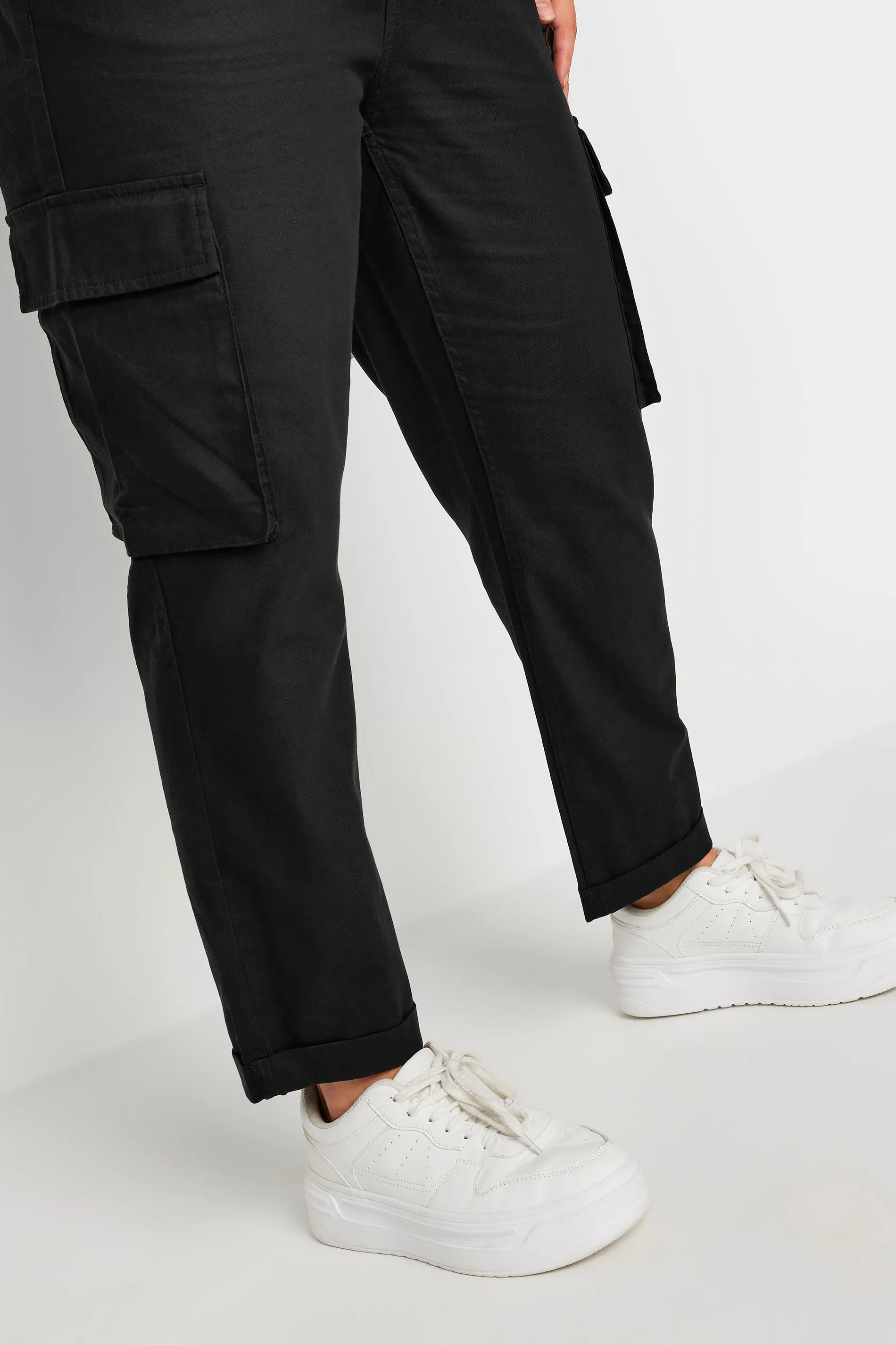 YOURS Curve Black Paperbag Utility Trousers