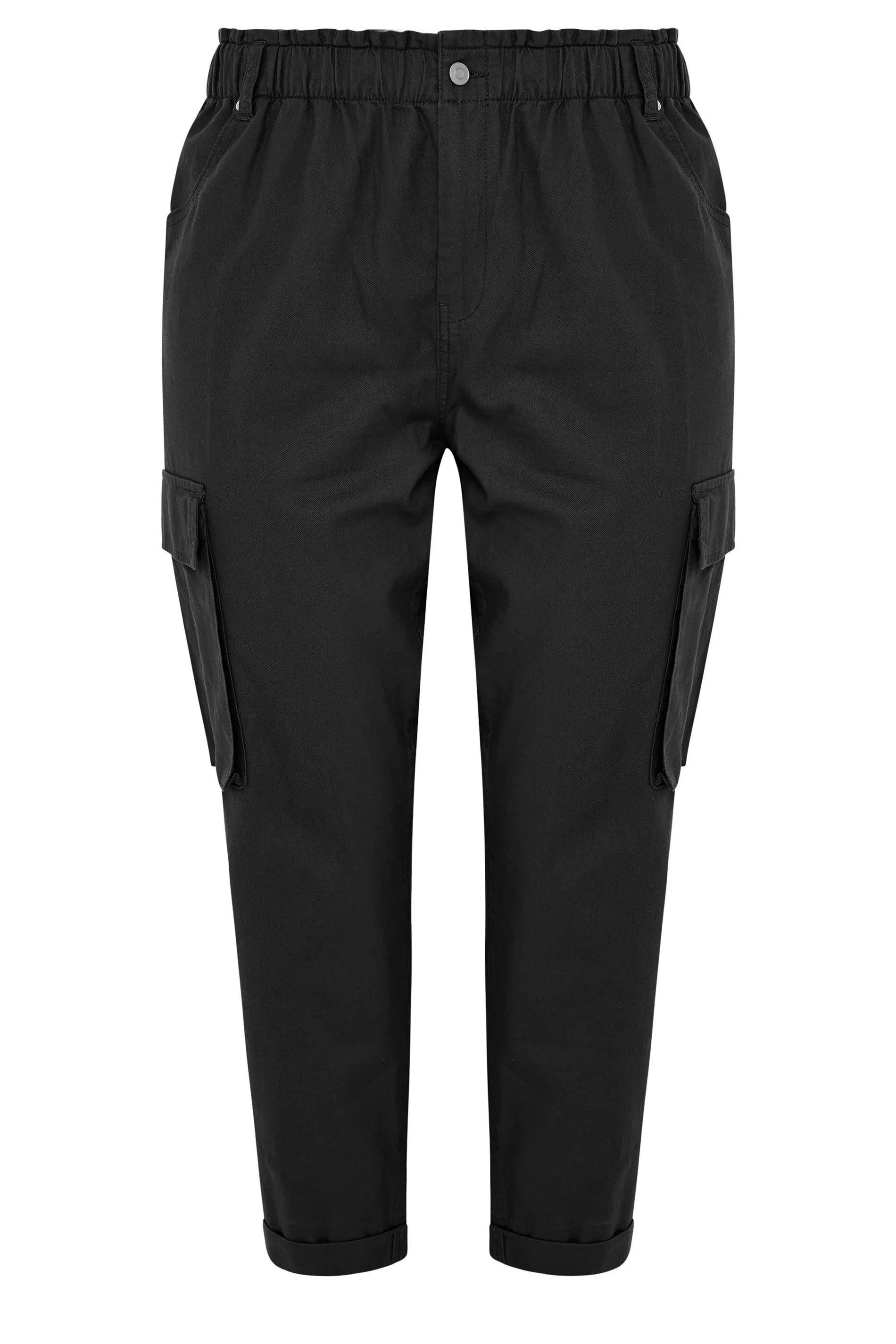 YOURS Curve Black Paperbag Utility Trousers