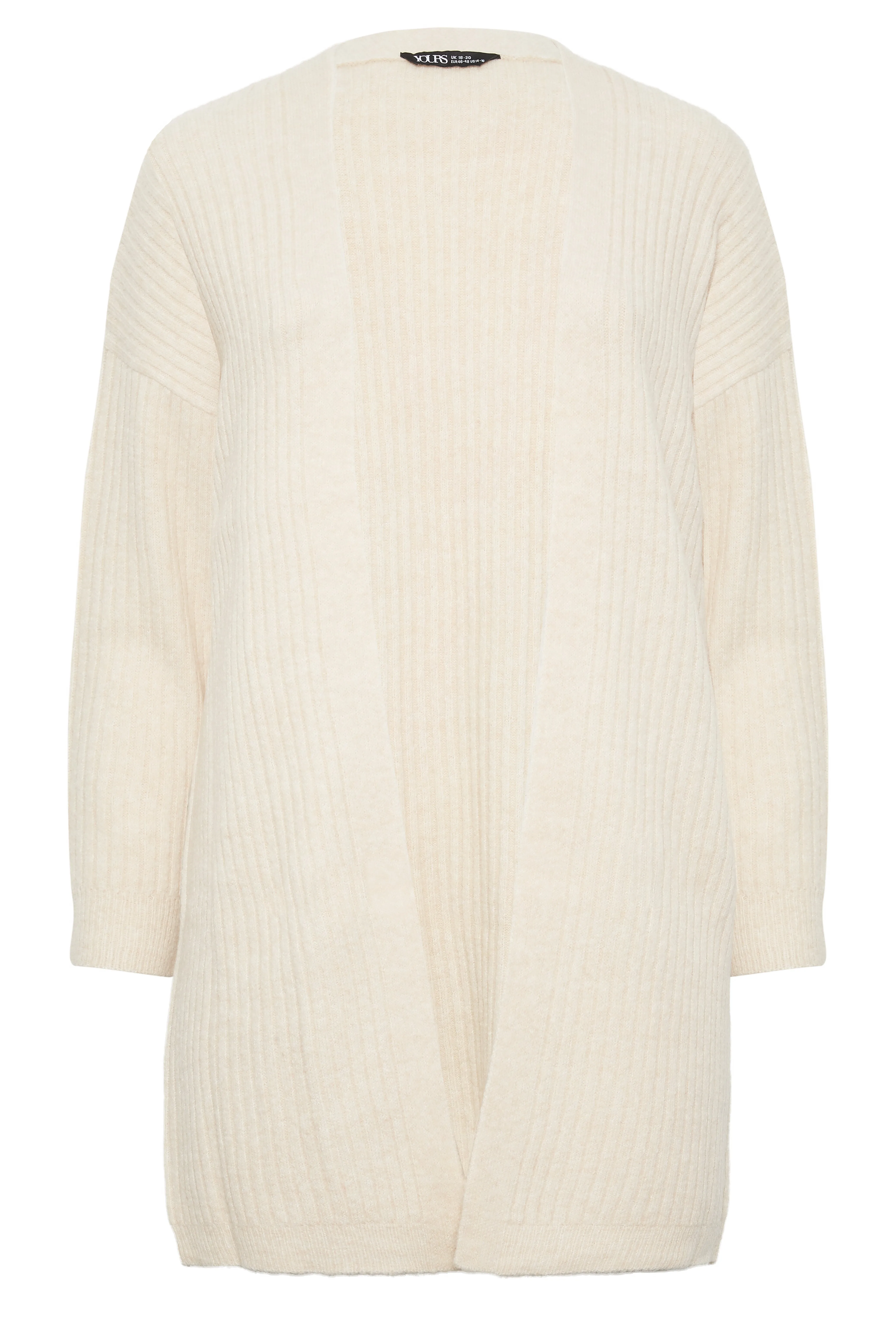 YOURS Curve Cream Ribbed Knit Cardigan