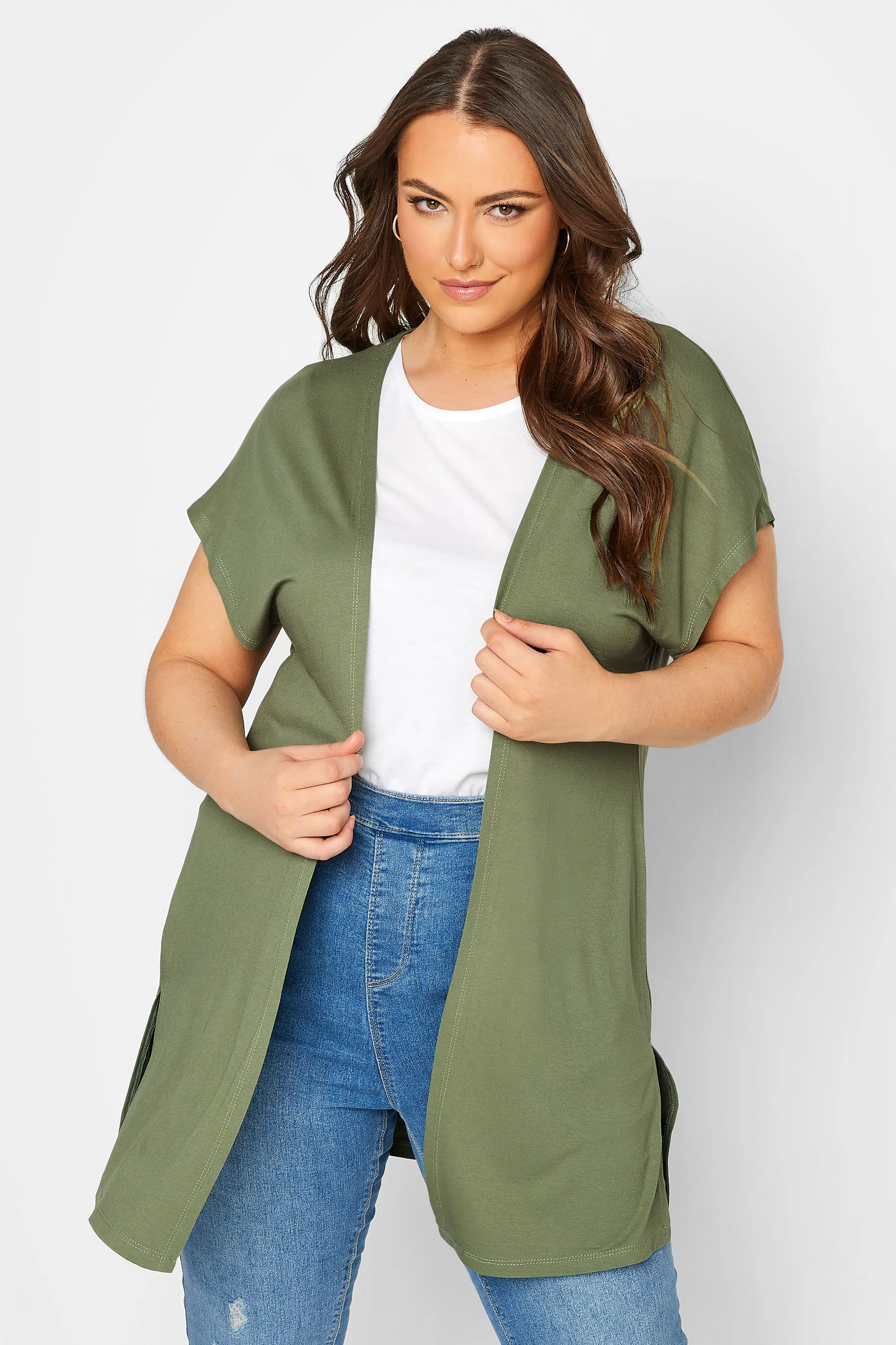 YOURS Curve Green Short Sleeve Cardigan