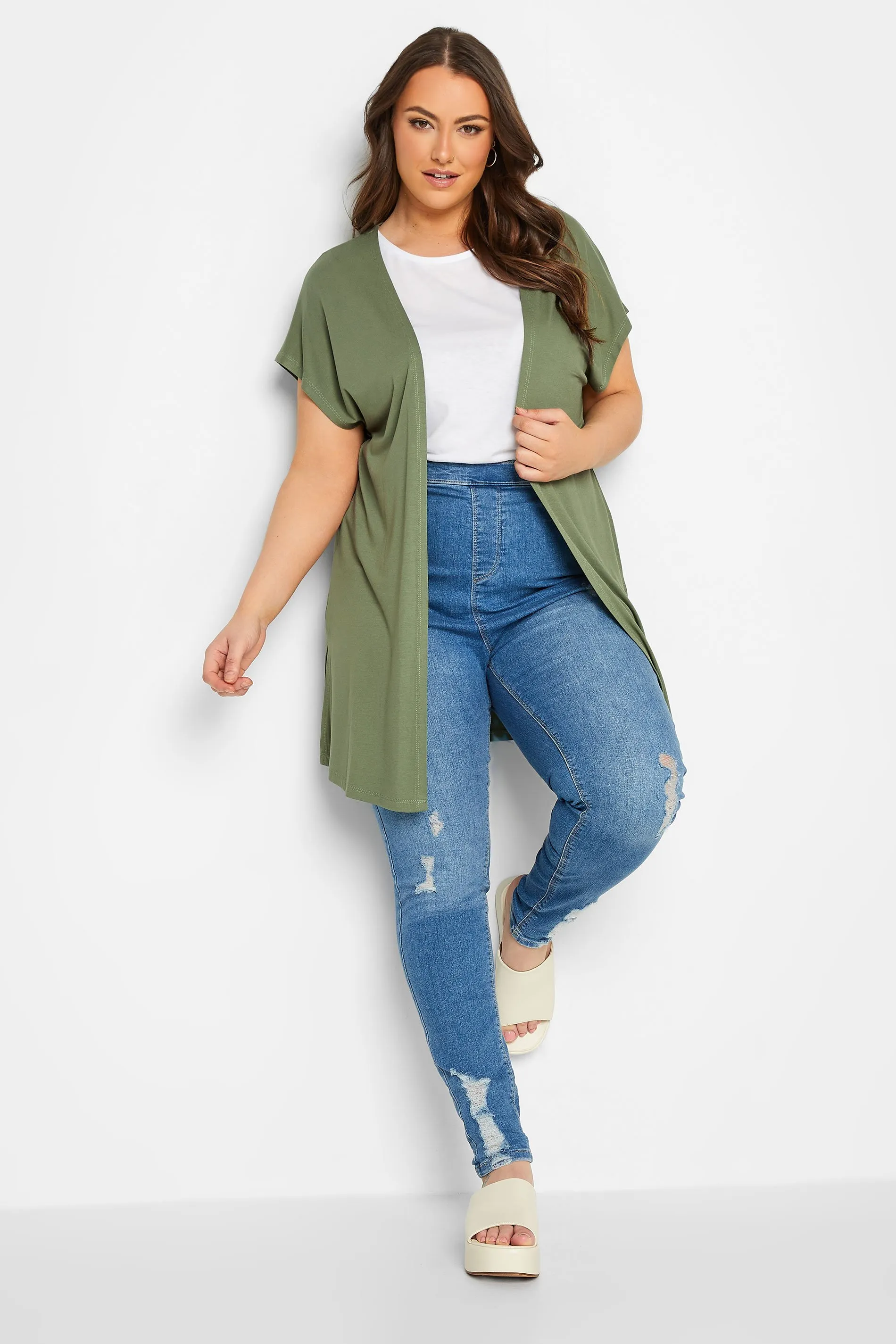 YOURS Curve Green Short Sleeve Cardigan