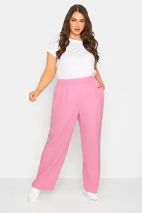 YOURS Curve Pink Wide Leg Trousers