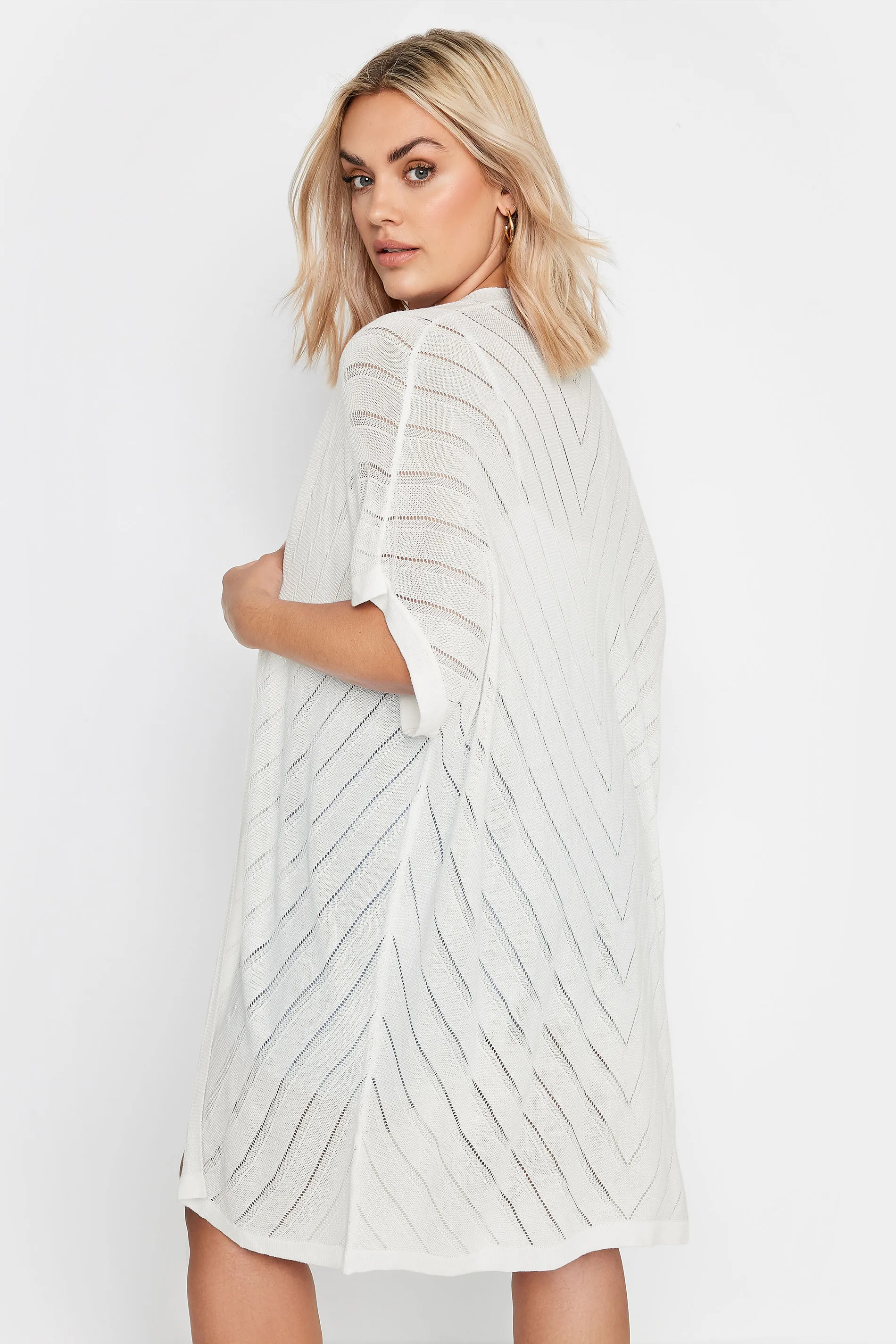 YOURS Curve White Chevron Detail Cardigan